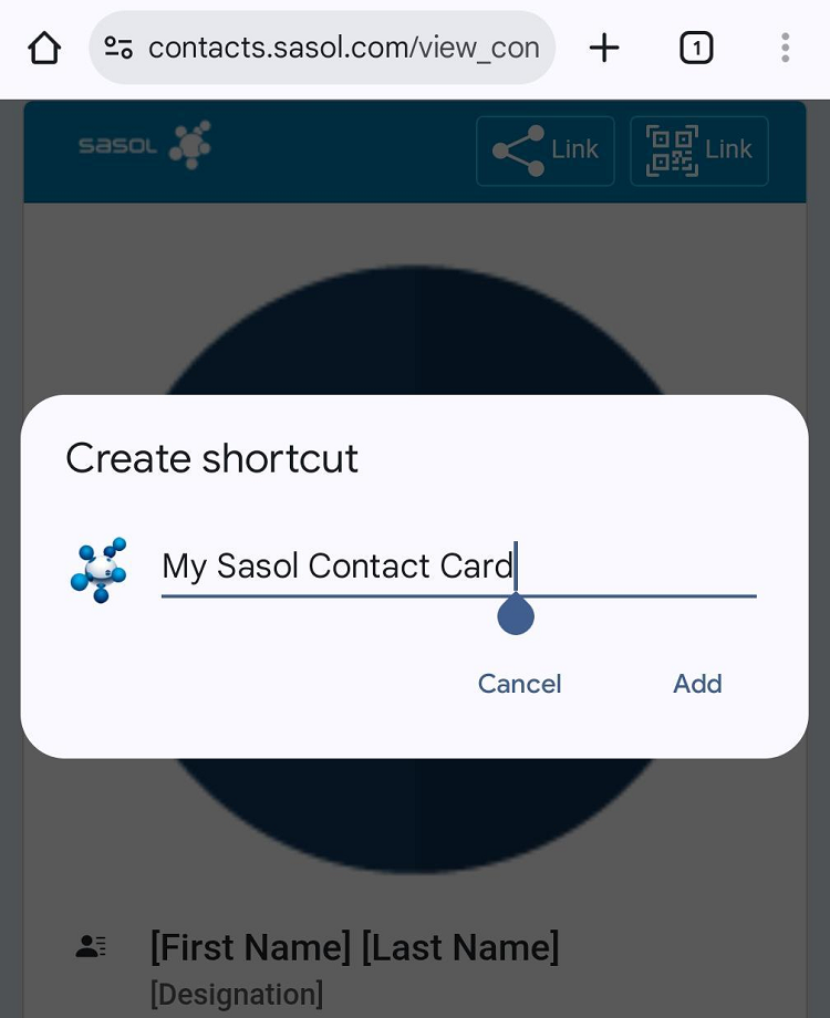 Screenshot of the Add to Home screen confirmation